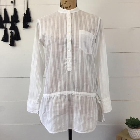 Vince Tops - VINCE sheer white cinch waist tunic top XS